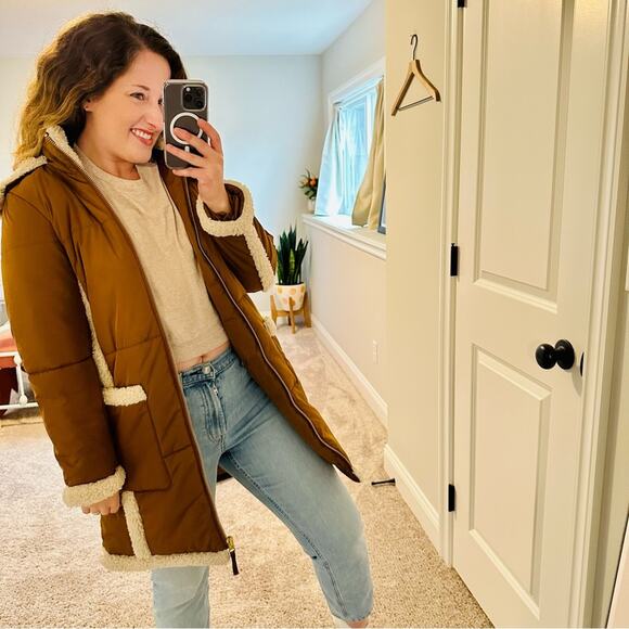 J. Crew Tan Sherpa Signature Puffer Jacket XS - Picture 4 of 15